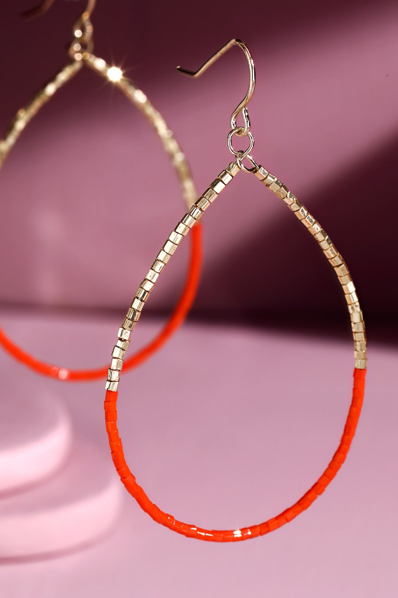 Red and Gold Drop Earrings