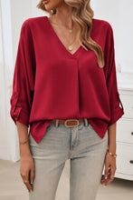 Load image into Gallery viewer, Wine V-Neck Blouse
