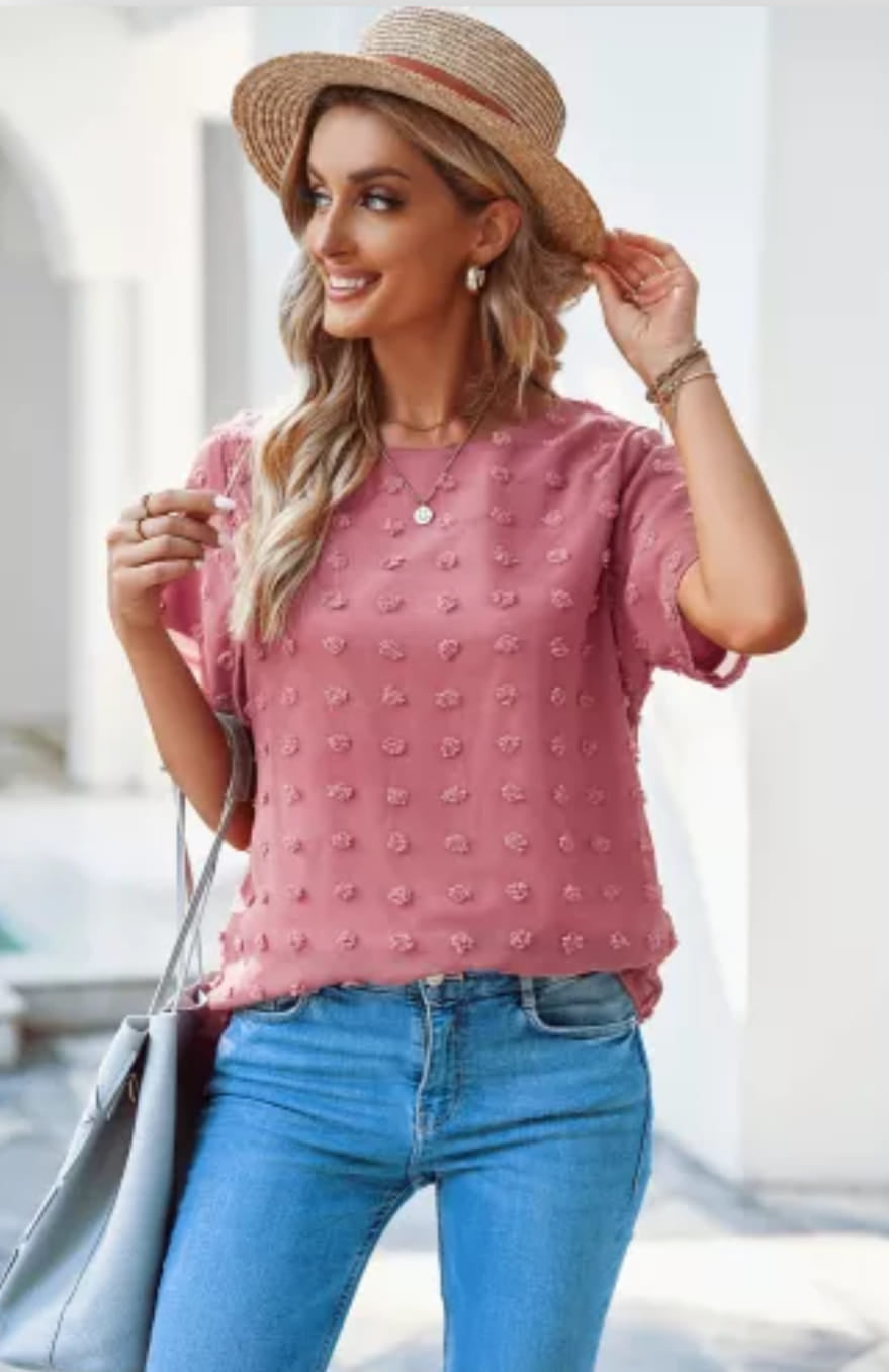 Rose Swiss Dot Blouse