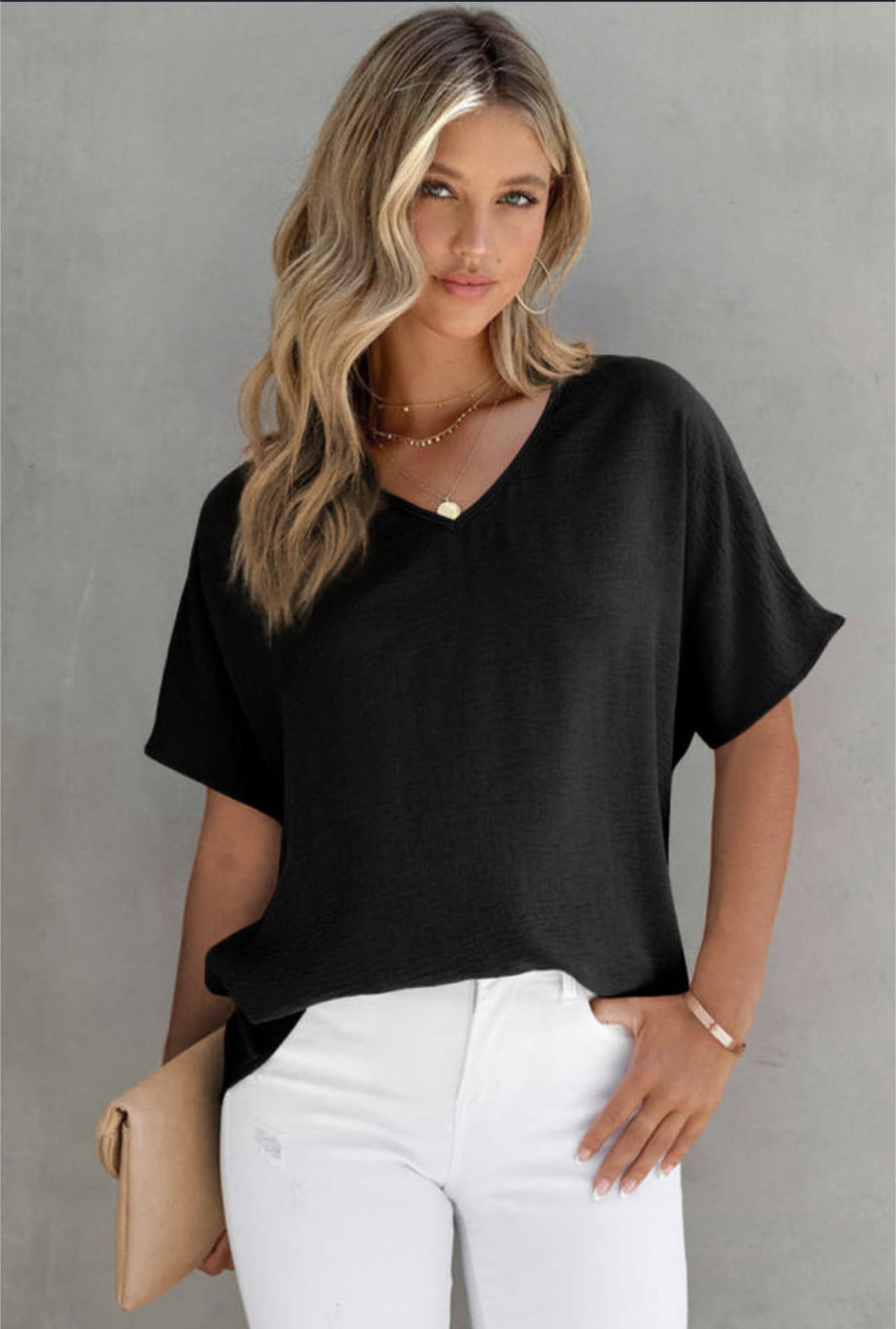 Black V-neck Blouse