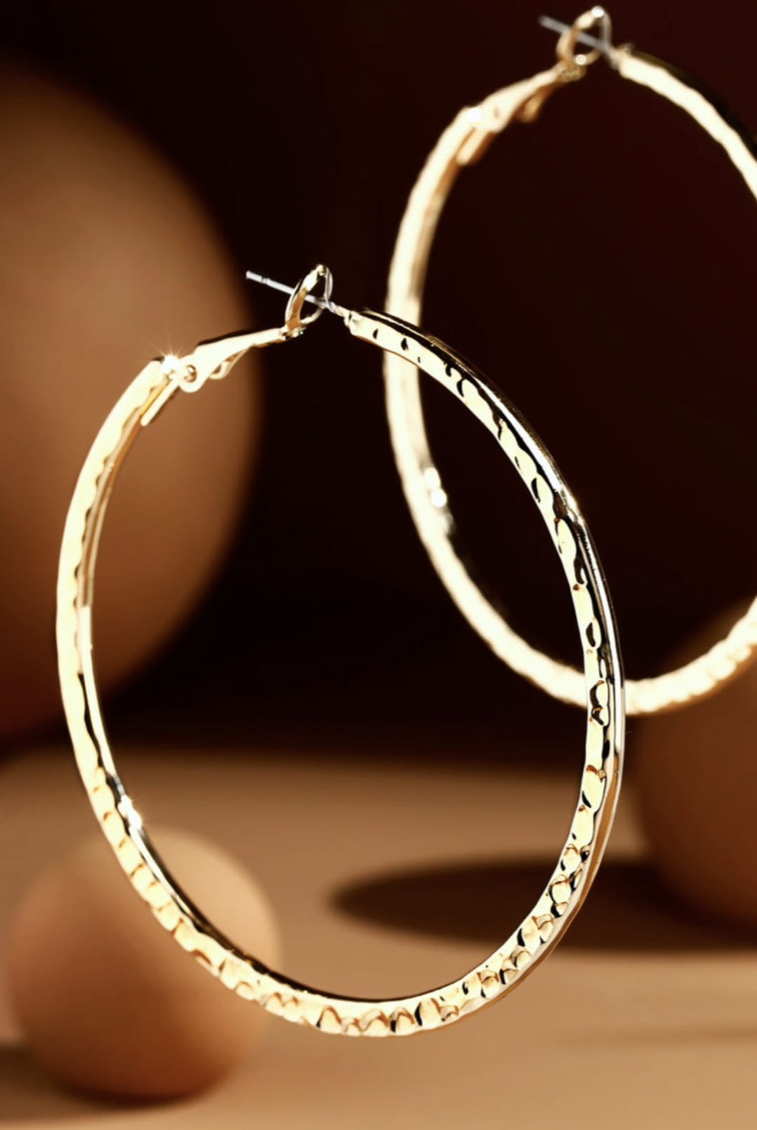 Gold Hammered Hoop Earrings