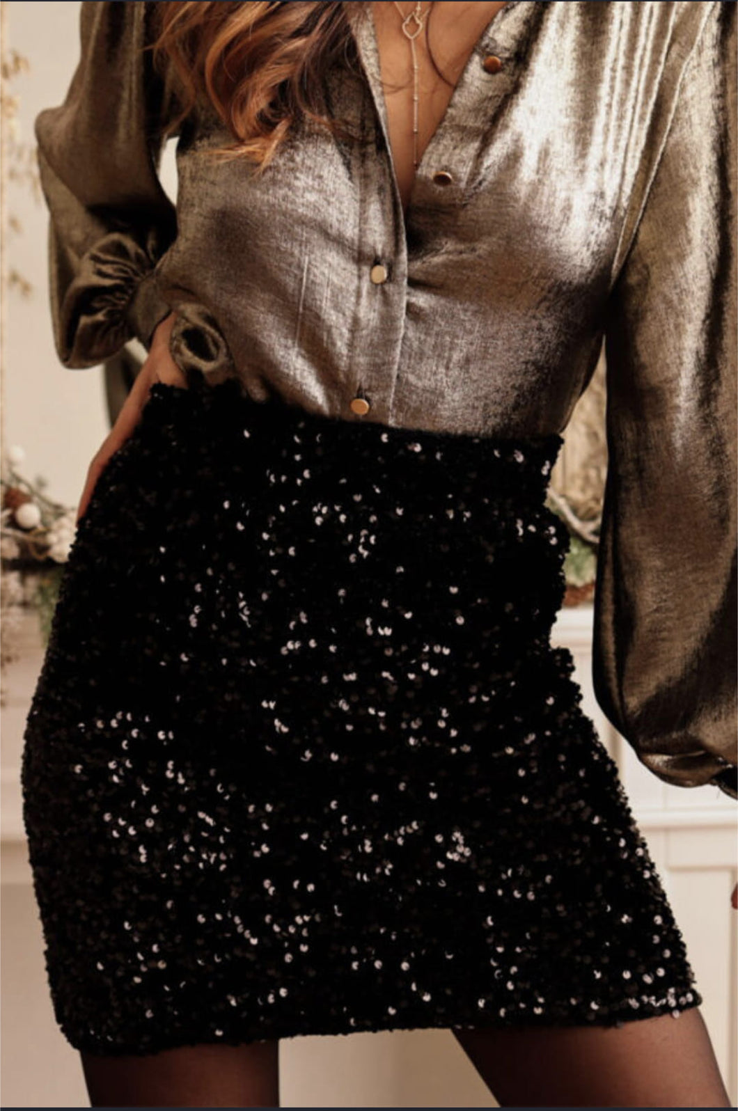 Black Sequin Skirt