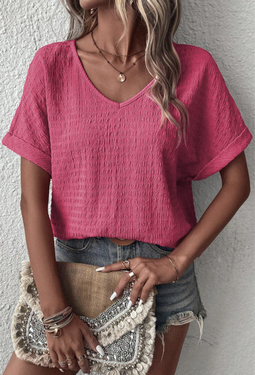 Pink Textured Blouse