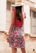 Load image into Gallery viewer, Red Floral Wrap Mini Skirt
