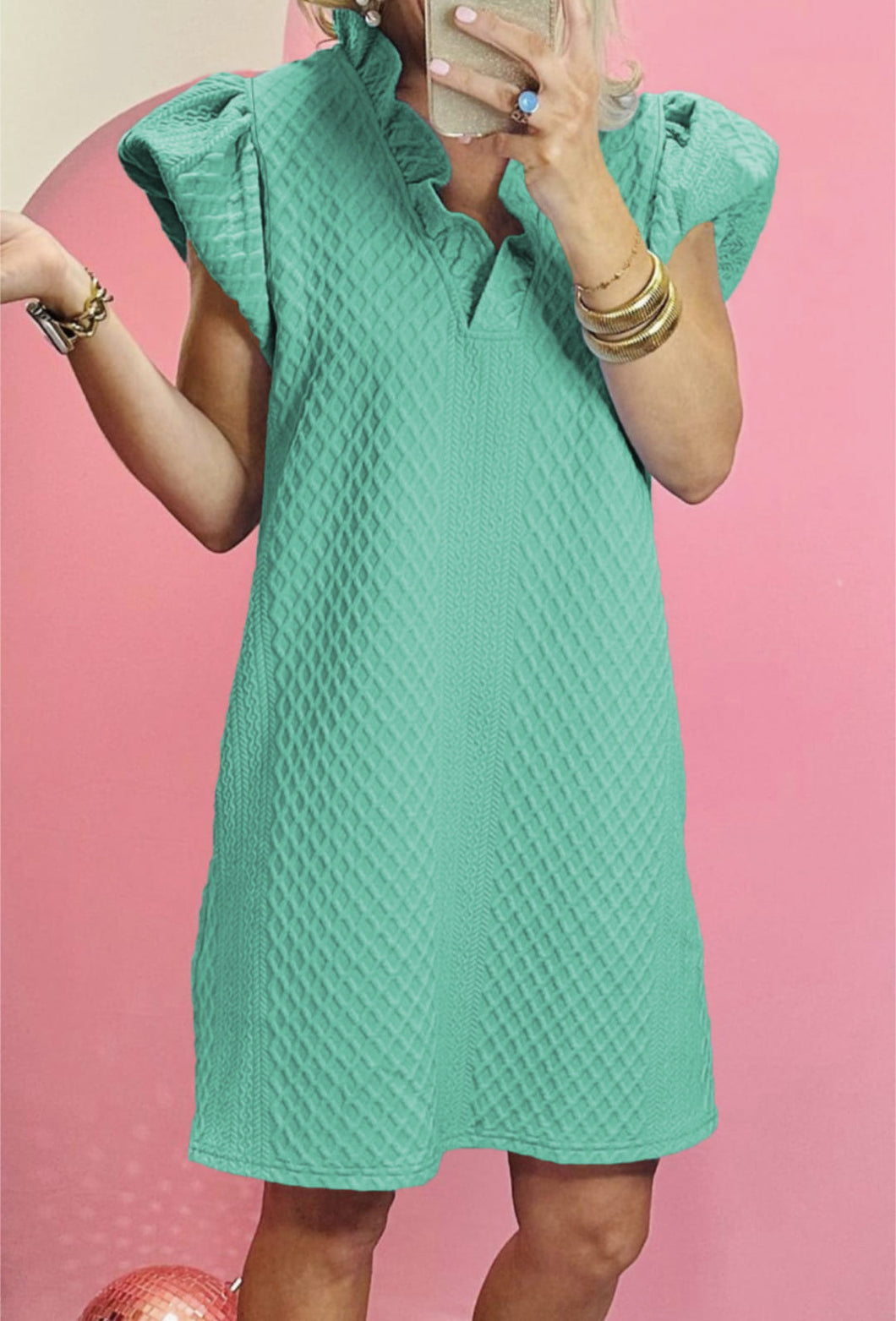 Textured V-neck Dress