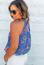 Load image into Gallery viewer, Blue Floral Sleeveless Blouse
