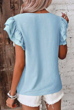 Load image into Gallery viewer, Light Blue Ruffle Blouse
