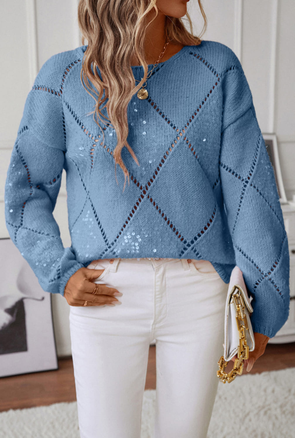 Sequin Round Neck Sweater