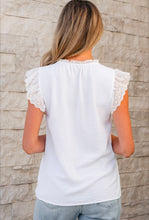 Load image into Gallery viewer, White Embroidered Ruffle Sleeve Blouse
