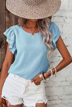 Load image into Gallery viewer, Light Blue Ruffle Blouse
