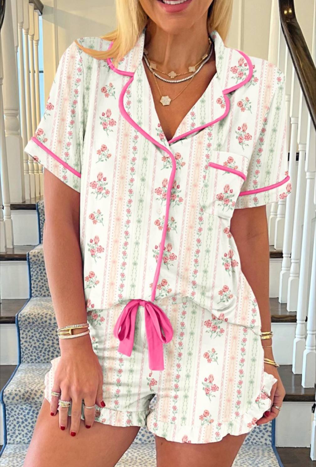 Pink Floral Pajamas