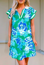 Load image into Gallery viewer, Blue and Green Floral Dress

