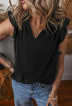 Load image into Gallery viewer, Black V-neck Ruffle Tank Top
