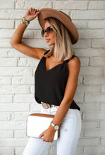 Load image into Gallery viewer, Black Knotted V-neck Blouse
