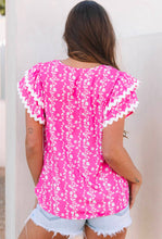 Load image into Gallery viewer, Bright Pink Floral Ruffle Blouse
