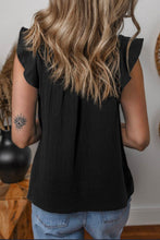 Load image into Gallery viewer, Black V-neck Ruffle Tank Top
