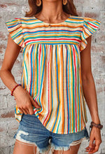 Load image into Gallery viewer, Striped Ruffle Sleeve Blouse

