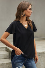 Load image into Gallery viewer, Black v-neck blouse
