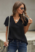 Load image into Gallery viewer, Black v-neck blouse
