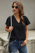 Load image into Gallery viewer, Black v-neck blouse
