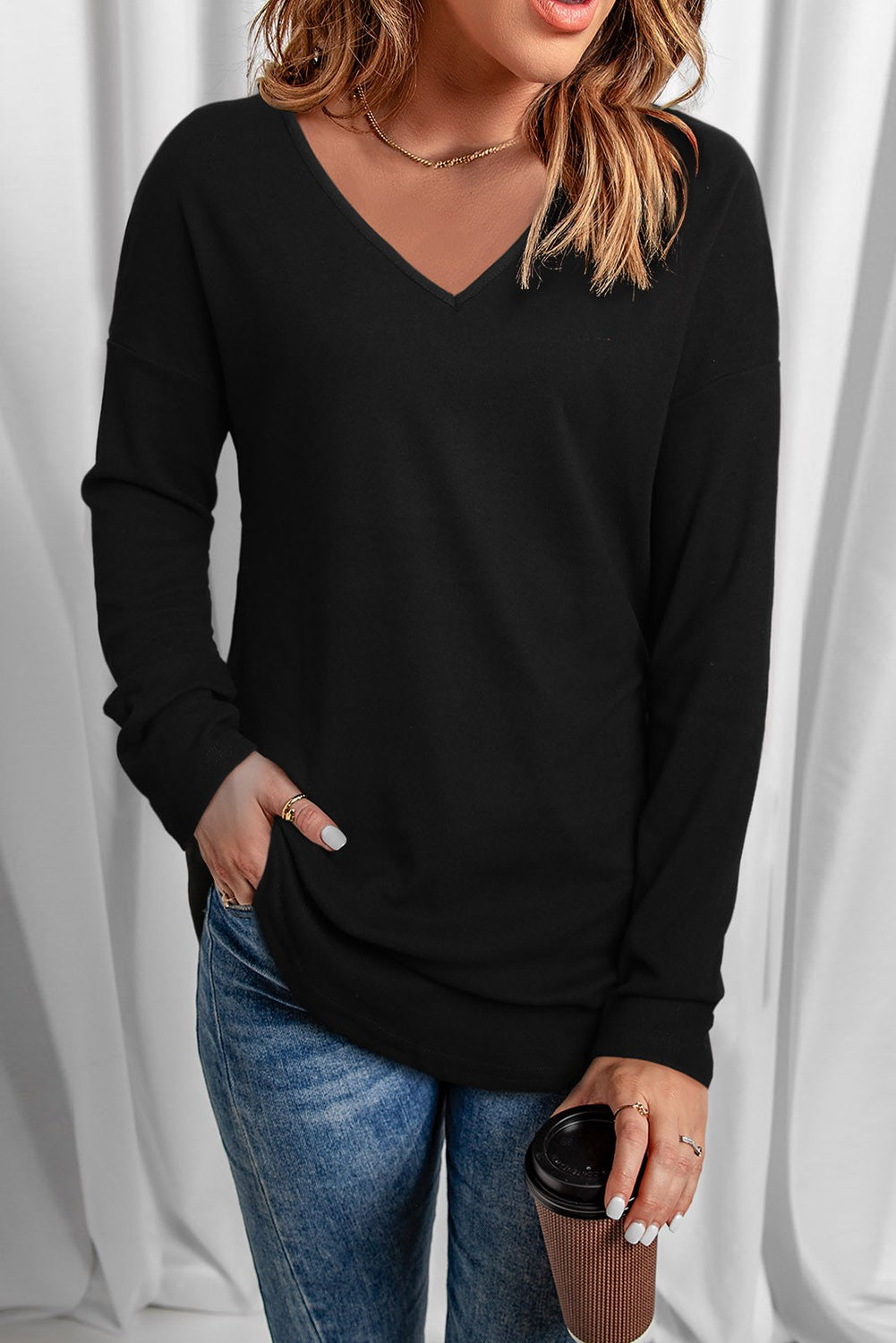 Black V-neck Tunic
